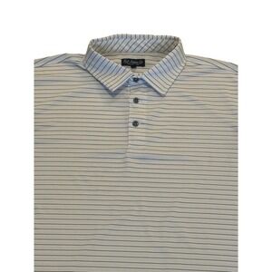 Fish Hippie Co. Golf Collection Mens Polo Shirt Blue Striped White Size Large